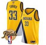 Men's Indiana Pacers #33 Myles Turner Yellow 2025 Finals Statement Edition Stitched Basketball Jersey