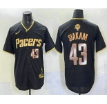 Men's Indiana Pacers #43 Pascal Siakam Black Gold 2025 Finals Vapor Stitched Baseball Jersey