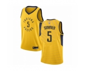 Men's Indiana Pacers #5 Edmond Sumner Authentic Gold Basketball Jersey Statement Edition