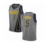 Men's Indiana Pacers #5 Edmond Sumner Authentic Gray Basketball Jersey - City Edition