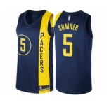 Men's Indiana Pacers #5 Edmond Sumner Authentic Navy Blue Basketball Jersey - City Edition