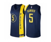 Men's Indiana Pacers #5 Edmond Sumner Authentic Navy Blue Basketball Jersey - City Edition