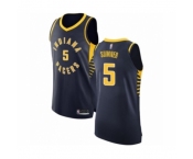 Men's Indiana Pacers #5 Edmond Sumner Authentic Navy Blue Basketball Jersey - Icon Edition