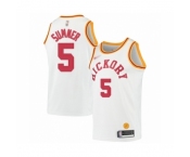 Men's Indiana Pacers #5 Edmond Sumner Authentic White Hardwood Classics Basketball Jersey
