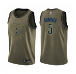 Men's Indiana Pacers #5 Edmond Sumner Swingman Green Salute to Service Basketball Jersey