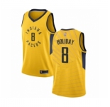 Men's Indiana Pacers #8 Justin Holiday Authentic Gold Basketball Jersey Statement Edition