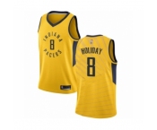 Men's Indiana Pacers #8 Justin Holiday Authentic Gold Basketball Jersey Statement Edition