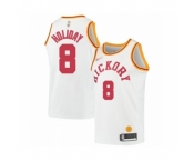Men's Indiana Pacers #8 Justin Holiday Authentic White Hardwood Classics Basketball Jersey