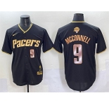 Men's Indiana Pacers #9 T.J. McConnell Black Gold 2025 Finals Vapor Stitched Baseball Jersey