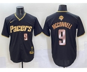 Men's Indiana Pacers #9 T.J. McConnell Black Gold 2025 Finals Vapor Stitched Baseball Jersey
