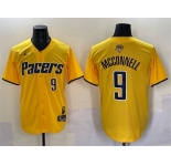 Men's Indiana Pacers #9 T.J. McConnell Yellow 2025 Finals Vapor Stitched Baseball Jersey