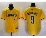 Men's Indiana Pacers #9 T.J. McConnell Yellow 2025 Finals Vapor Stitched Baseball Jersey