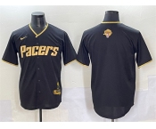Men's Indiana Pacers Blank Black Gold 2025 Finals Vapor Stitched Baseball Jersey