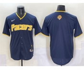 Men's Indiana Pacers Blank Navy 2025 Finals Vapor Stitched Baseball Jersey