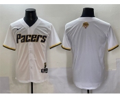 Men's Indiana Pacers Blank White 2025 Finals Vapor Stitched Baseball Jersey