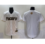 Men's Indiana Pacers Blank White Gold 2025 Finals Vapor Stitched Baseball Jersey