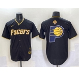 Men's Indiana Pacers Team Big Logo Black Gold 2025 Finals Vapor Stitched Baseball Jersey
