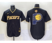 Men's Indiana Pacers Team Big Logo Black Gold 2025 Finals Vapor Stitched Baseball Jersey