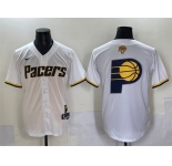 Men's Indiana Pacers Team Big Logo White 2025 Finals Vapor Stitched Baseball Jersey