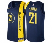 Men's Nike Indiana Pacers #21 Thaddeus Young Swingman Navy Blue NBA Jersey - City Edition