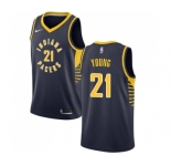 Men's Nike Indiana Pacers #21 Thaddeus Young Swingman Navy Blue Road NBA Jersey - Icon Edition