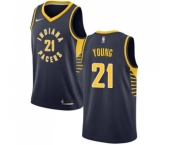 Men's Nike Indiana Pacers #21 Thaddeus Young Swingman Navy Blue Road NBA Jersey - Icon Edition