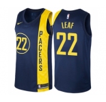 Men's Nike Indiana Pacers #22 T. J. Leaf Swingman Navy Blue NBA Jersey - City Edition