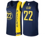 Men's Nike Indiana Pacers #22 T. J. Leaf Swingman Navy Blue NBA Jersey - City Edition