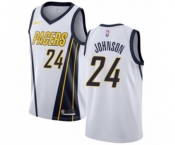 Men's Nike Indiana Pacers #24 Alize Johnson White Swingman Jersey - Earned Edition
