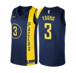 Men's Nike Indiana Pacers #3 Joe Young Authentic Navy Blue NBA Jersey - City Edition