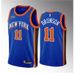 Men New Yok Knicks #11 Jalen Brunson Blue 2023 24 City Edition Stitched Basketball Jersey