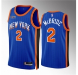 Men New Yok Knicks #2 Miles McBride Blue 2023 24 City Edition Stitched Basketball Jersey