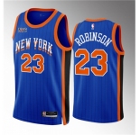 Men New Yok Knicks #23 Mitchell Robinson Blue 2023 24 City Edition Stitched Basketball Jersey