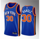 Men New Yok Knicks #30 Julius Randle Blue 2023 24 City Edition Stitched Basketball Jersey