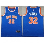 Men New Yok Knicks #32 Karl Anthony Towns Blue Icon Edition Edition Stitched Basketball Jersey
