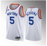 Men New Yok Knicks #5 Precious Achiuwa White 2021 22 City Edition Stitched Basketball Jersey
