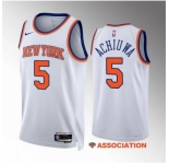 Men New Yok Knicks #5 Precious Achiuwa White Association Edition Stitched Basketball Jersey