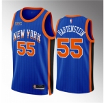 Men New Yok Knicks #55 Isaiah Hartenstein Blue 2023 24 City Edition Stitched Basketball Jersey