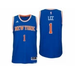 Men New York Knicks #1 Courtney Lee Road Blue New Swingman Jersey