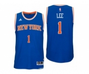 Men New York Knicks #1 Courtney Lee Road Blue New Swingman Jersey