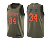 Men Nike New York Knicks #34 Charles Oakley Green Salute to Service NBA Swingman Jersey