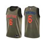 Men Nike New York Knicks #6 Kristaps Porzingis Green Salute to Service NBA Swingman Jersey