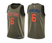 Men Nike New York Knicks #6 Kristaps Porzingis Green Salute to Service NBA Swingman Jersey