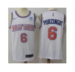 Men Nike New York Knicks #6 Kristaps Porzingis White NBA Swingman Hardwood Classics Jersey