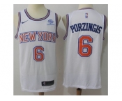 Men Nike New York Knicks #6 Kristaps Porzingis White NBA Swingman Hardwood Classics Jersey