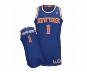 Men's Adidas New York Knicks #1 Lance Stephenson Authentic Royal Blue Road NBA Jersey