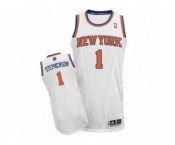 Men's Adidas New York Knicks #1 Lance Stephenson Authentic White Home NBA Jersey