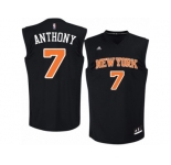 Men's Adidas New York Knicks #7 Carmelo Anthony Authentic Black Fashion NBA Jersey