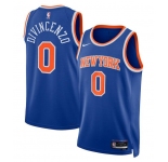 Men's New Yok Knicks #0 Donte DiVincenzo Blue Icon Edition Swingman Stitched Basketball Jersey