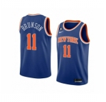 Men's New Yok Knicks #11 Jalen Brunson Blue With NO.6 Stitched Basketball Jersey